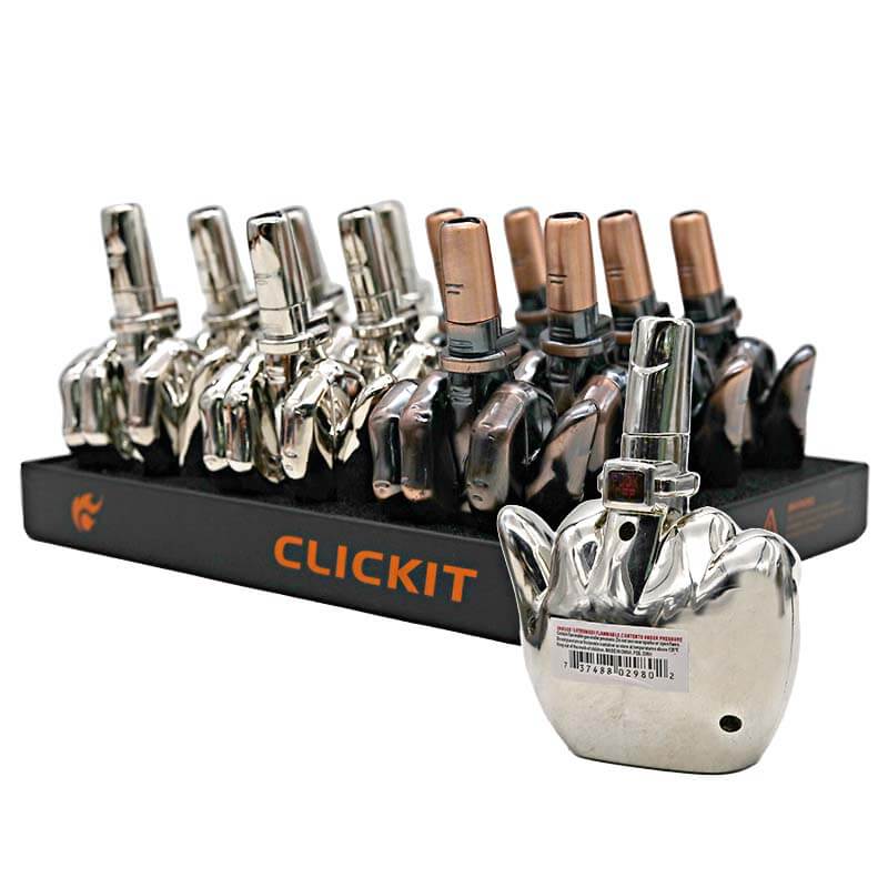 Clickit Middle Finger Windproof Lighters (GH-1680) | 12 Count Display product image